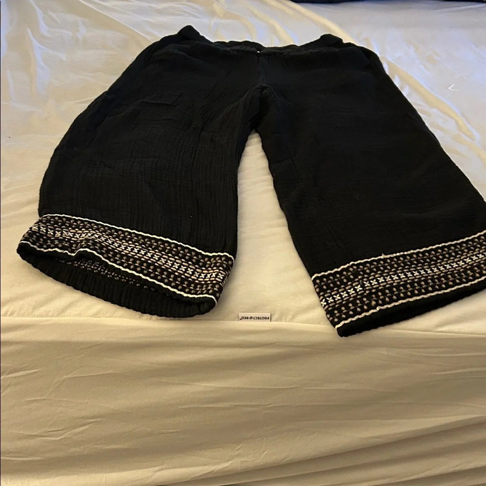 J. Jill Black Wide Leg Pants with White Pattern - Picture 3 of 5